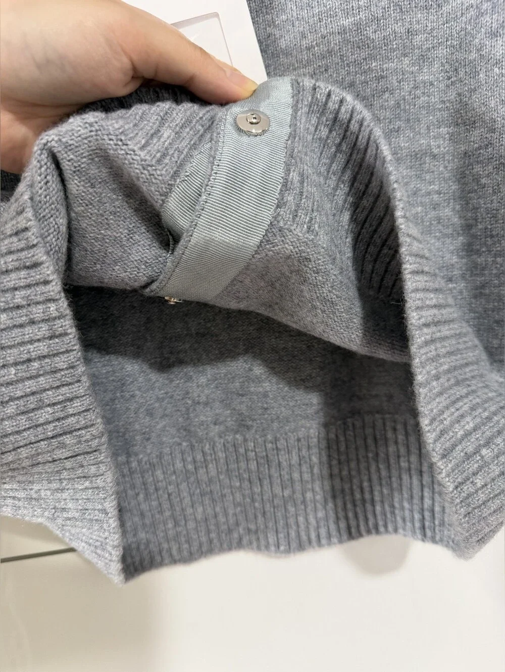 Chanel Gray Crewneck Cashmere Blend Cardigan Sweater
